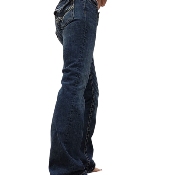 Vigoss Bootcut Blue Denim 5-Pocketed Double Stitch Embellished Womens Jeans 3/4 - Picture 9 of 12